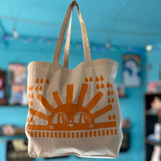 Sunshine ~ Organic Hand Printed Tote Bag